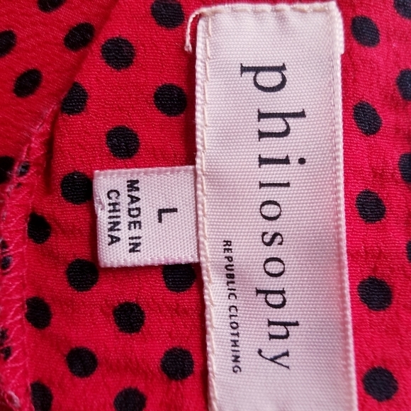 Philosophy |‎ Red Polka dot Long Sleeve, Large - Picture 5 of 10